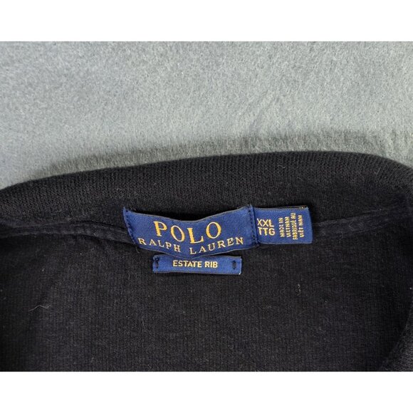 Polo Ralph Lauren Sweater Mens 2XL Black Estate Rib 1/4 Zip Pullover Pony Preppy - Picture 2 of 9